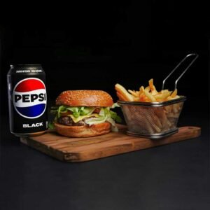 Mias Special Burger, Regular Fries & Can of Drink